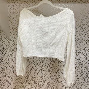 GB White Eyelet Cropped Top ( Size L)
